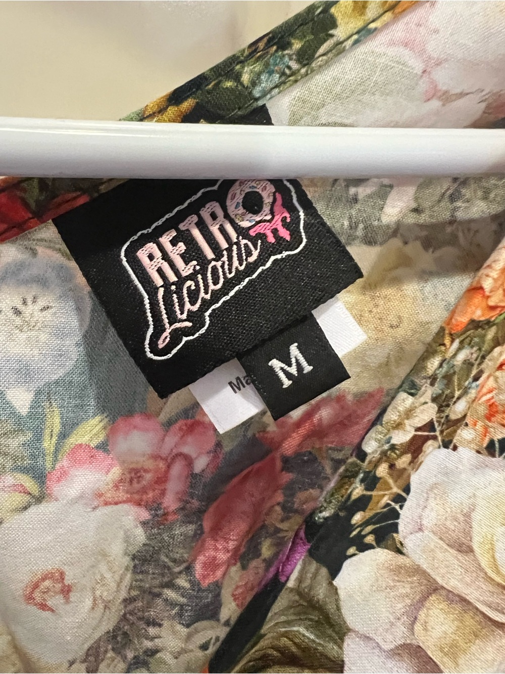 Retrolicious Floral Print Dress in Black, Pink, Green & Cream